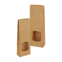 Blockbodenbeutel braun mit Sichtfenster beschichtet