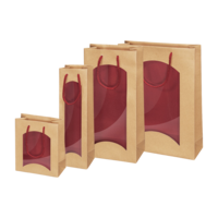 Flaschen - Tragetaschen aus Kraftpapier NaturBordeaux