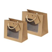 Geschenk-Tragetaschen natur mit Sichtfenster