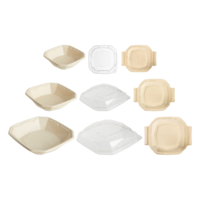 Menüschalen achteckig aus Bagasse