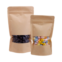 Standbodenbeutel braun mit Fenster und Druckverschluss