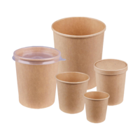 Suppenbecher mit Deckel braun - PLA oder PE beschichtet